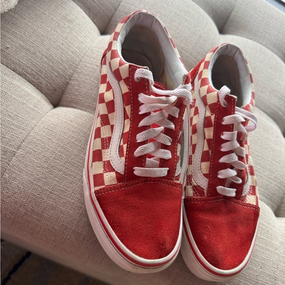 Vans Women’s 7.5 Men’s 6 Red Checkered Sneakers - Picture 2 of 9